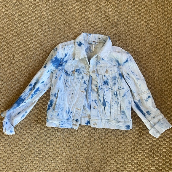 Free People Rumors Denim Jacket Jones Tie Dye Women's Small - Picture 2 of 7